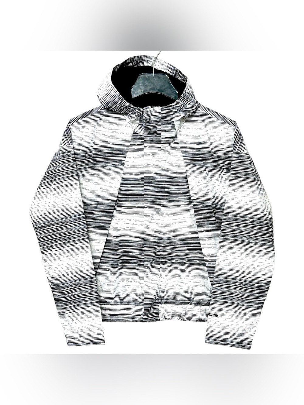 The North Face Girls Precita Rain Jacket Large 14/16 Black White Static Stripe